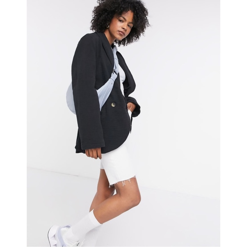Free People Rowan Blazer 100% Cotton Black Two Front Button Size XS - Picture 6 of 15